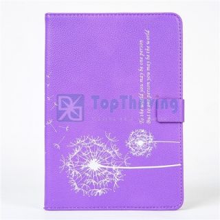 Black Dandelion Design Folio PU Leather Case Smart Cover for iPad Mini
