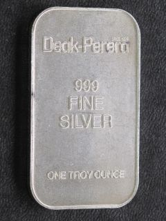 Deak Perera Silver Art Bar Ingot 1 Troy Ounce C1043