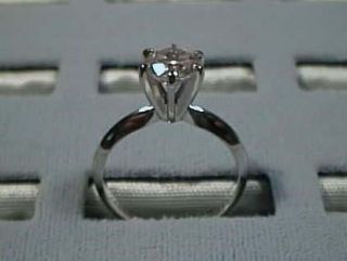 CZ Cubic Zirconia Solitaire Ring 1 Carat 6 Prong 14K White Gold