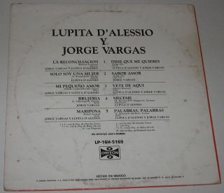 Lupita DAlessio Y Jorge Vargas Dime Que Me Quieres LP