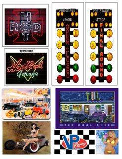 18 Drag Racing Garage Decals for Diecast and Model Cars Dioramas