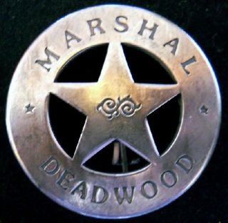 Old West Marshal Deadwood SD Silver Lawman Badge BW29