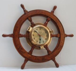 24 Nautical Decor SHIP Ships Wheel Porthole Wall Clock