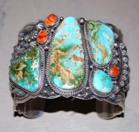 Navajo D Becenti Royston Turquoise Spiny Shell Bracelet