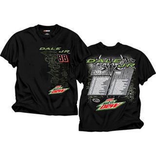 Dale Earnhardt Jr 88 Diet Mountain Dew Black NASCAR Schedule Tee Shirt