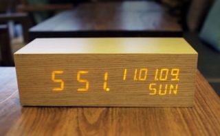  Real Wooden Rectangle LED Clock Alarm Snooze Decorative Effect