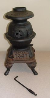  Antique Spark Pot Bellied Belly Wood Cook Stove It Works