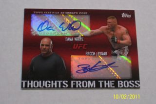 UFC Topps Brock Lesnar Dana White Dual Auto 25 Toughts From The Boss
