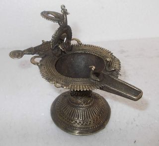  Vintage Rare old Beautiful Peacock figure Brass Temple Oil lamp DEEPAK