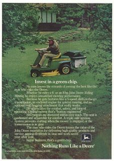 1977 John Deere 68 Riding Mower Invest in Green Chip Ad