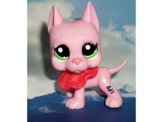 Littlest Pet Shop Pink Great Dane #2598 Frilly Collar Accessory Free
