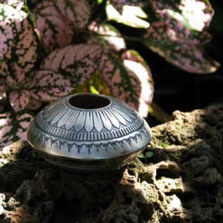 Navajo Gary Reeves Sterling Silver Bowl Feather Design