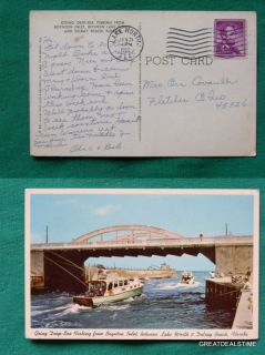 Deep Sea Fishing Boat Delray Beach FL 1966 Old Postcard