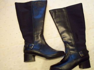 WOMENS DAVID TATE BRAND OVER THE CALF BLACK LEATHER BOOTS SLIGHTLY
