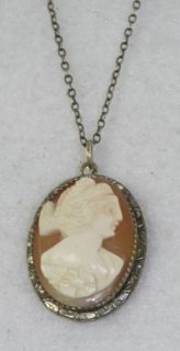 Antique 1920s Sterling Silver Necklace Demeter Cameo