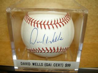 David Wells Auto Signed Baseball Ball Cardinals GAI