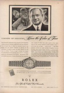  Oyster Perpetual Mens Watch   David Sarnoff RCA Vintage Wristwatch Ad