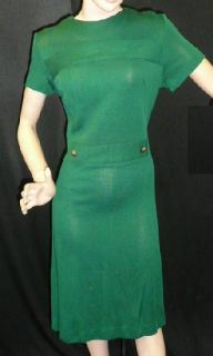 FAB INDI VTG 60s 70s EMERALD GREEN KNIT DRESS NEW OLD NOS 6 8