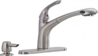  Handle Kitchen Pull out Faucet with Soap Dispenser Stainless finish