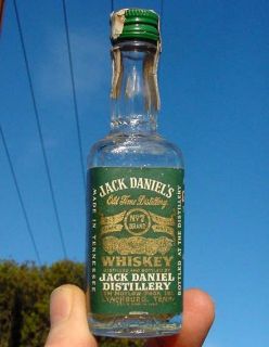 Vintage Jack Daniels Green Label Whiskey Bottle 1 10 PT Mini Bar No7