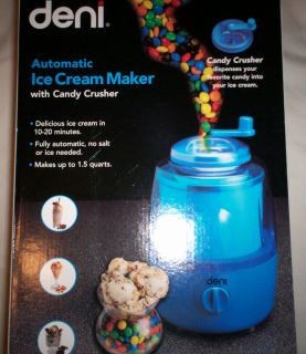 Deni Automatic ICE CREAM MAKER w Candy Crusher Blue 5201 1 5 Quart NEW