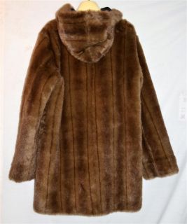 Dennis Basso Autumn Haze Mink Faux Fur Coat Thats Reversible Hooded Sz