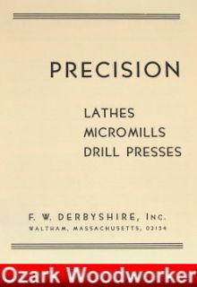 Derbyshire Lathe Micromill Drill Press Part Catalog