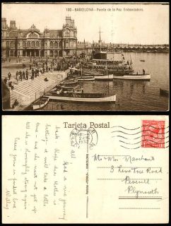  Old Postcard Puerta de La Paz Embarcadero Pier Harbour Boat