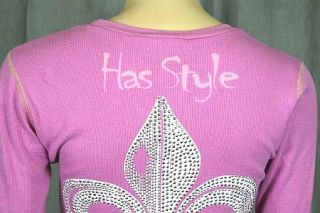 SMET Audigier Womens Pink Rhinestone Thermal Shirt