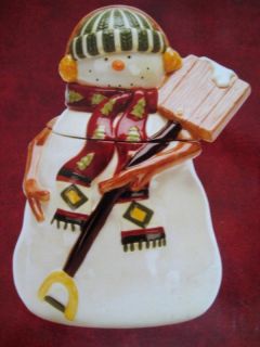 Debbi Mumms North Country Snowman Cookie Jar NEW