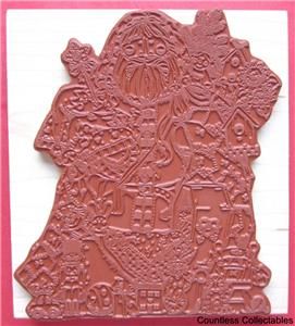 Large Folk Art Santa Claus Christmas Toys for Children Rubber Stamp