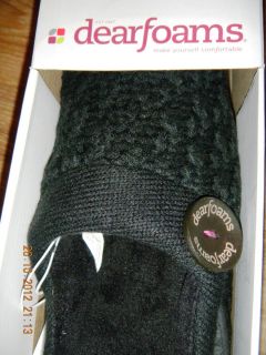 Dearfoams Ladies Black Sweater Knit Clog Slippers LG 9 10 New w Box