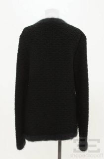 Veronique Branquinho Black Wool Open Knit Snap Front Jacket Size 38