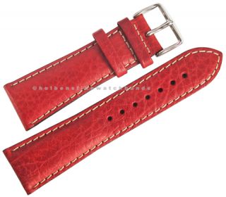 22mm deBeer Red Chrono Sport Leather Mens Distressed Watch Band Strap