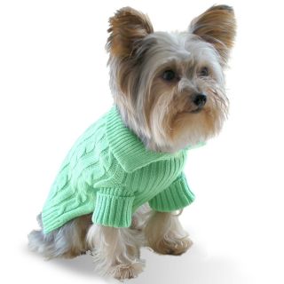 Dog Aran Sweater Pistachio Green Size Small to Large Designer Pet