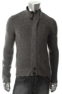Designer Black White Wool Marled Long Sleeves Full Zip Sweater N A