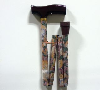 Designer Folding Adjustable Walking Canes with Wood Fritz handle Brass