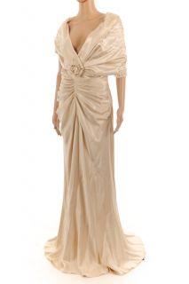 CHRISTIAN DIOR Pale Gold With Ivory Glass Bead Wedding / Evening Dress