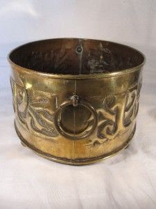 Large Glasgow School Arts Crafts Celtic Knot Oval Brass Planter 1900