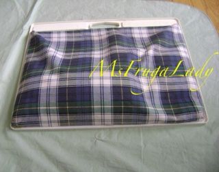 Large 18x14 Blue Green Plaid Lap Desk Pad Note Writing Notepad Book