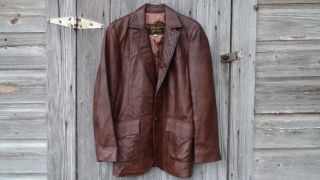 DAVID JAMES Stylish Western Size 40R Mens Leather sport coat jacket