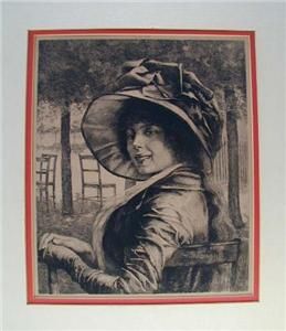 Wonderful Old 1880s 90s Sarah Bernhardt Smiling Pose Engraving NR