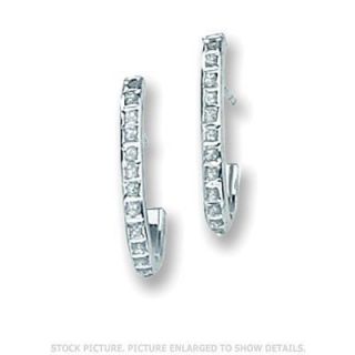 14k White Gold Diamond Fascination Hoop Earrings