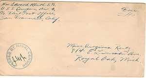 USS Cowpens CVL 25 Naval Cover WWII Censored Sailors Mail