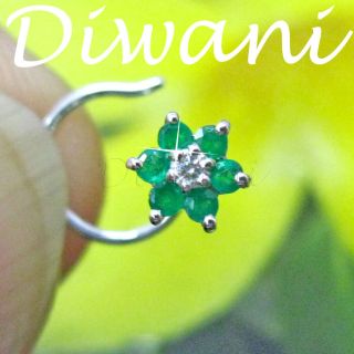  Diamond Flower 14k Gold Nefertiti Nose Piercing Ring Stud Pin