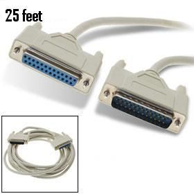 25 ft 25 Pin DB25 RS232 Serial Parallel M F Cable
