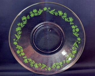 Nova Crisa Mexico Glass Salad Snack Plates with Green Flowers Set of 4