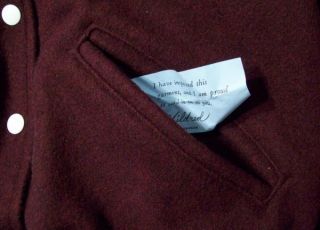 NEW Boys DeLONG Wool VARSITY Letter Jacket MAROON & WHITE 34