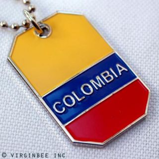 Colombia Flag Bandera Pendant Name Tag Chain Necklace