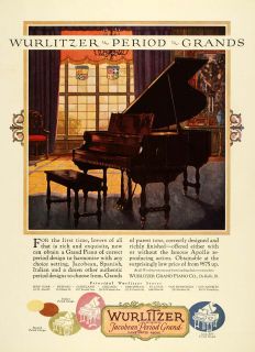  Wurlitzer Grand Piano Music Instrument De Kalb   ORIGINAL ADVERTISING